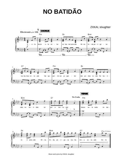 No Batidão - ZXKAI, slxughter (Piano)