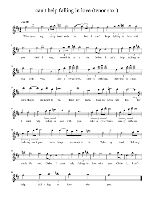 Can t help falling in love tenor sax