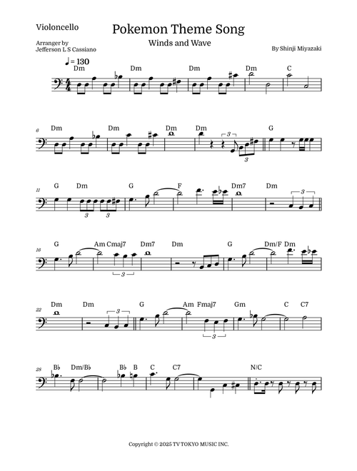 Pokemon (Arr. Jefferson LS Cassiano) - Shinji Miyazaki (Cello and Piano)