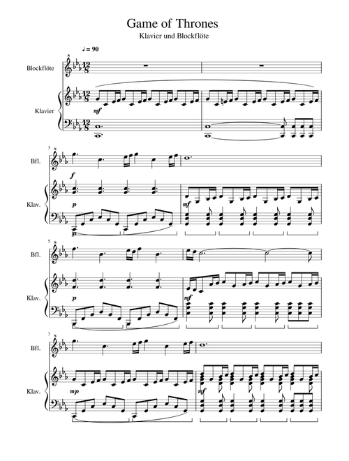 Game of Thrones (for recorder and piano)