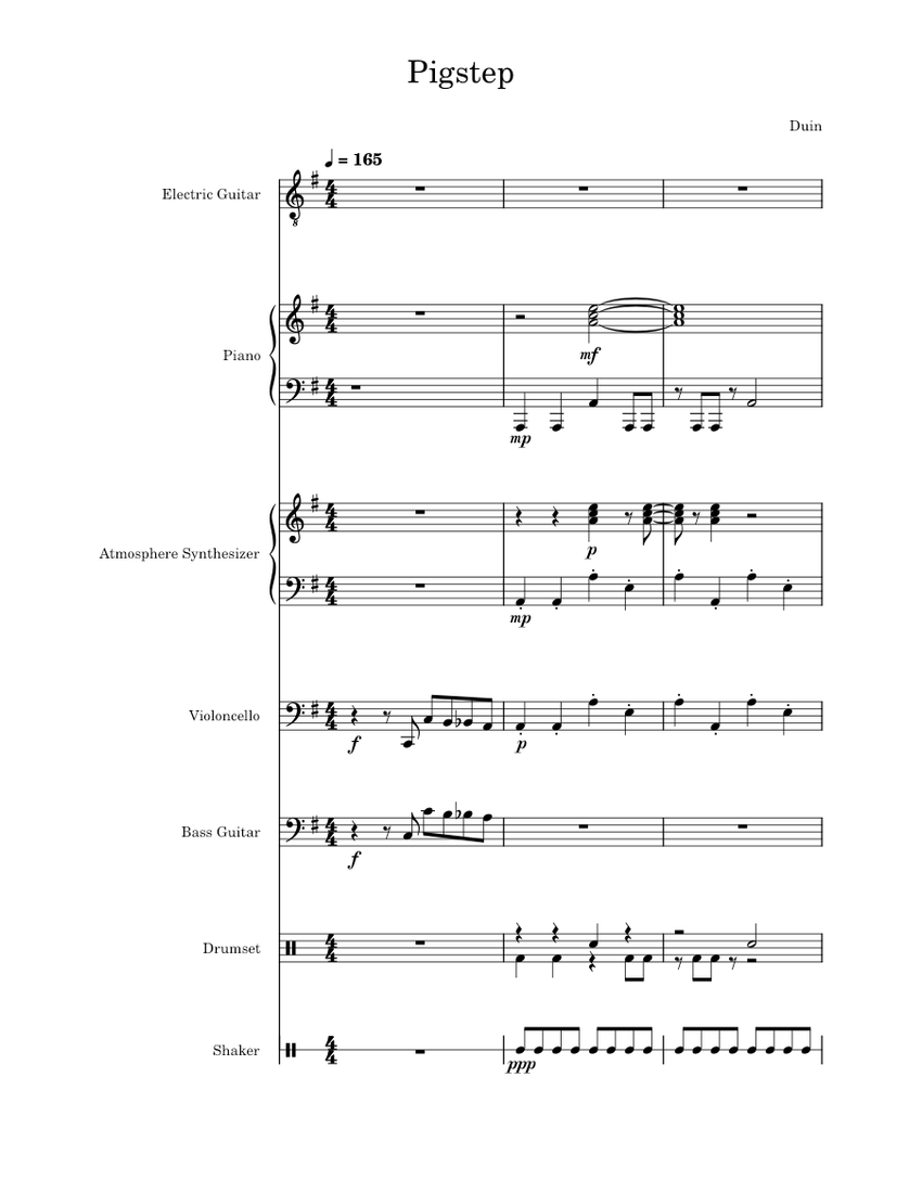 Pigstep Notes Pigstep – Lena Raine Pigstep (minecraft) Sheet Music for Piano, Cello ...