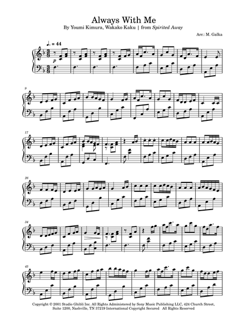 Itsumo Nandodemo (Always With Me) (Arr. M. Galka) - Youmi Kimura (Piano Solo)