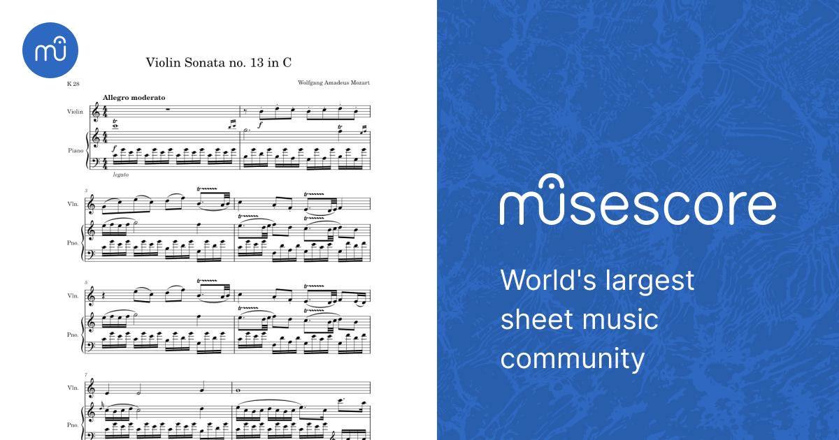 Violin Sonata no. 13 in C K 28 - Wolfgang Amadeus Mozart Sheet