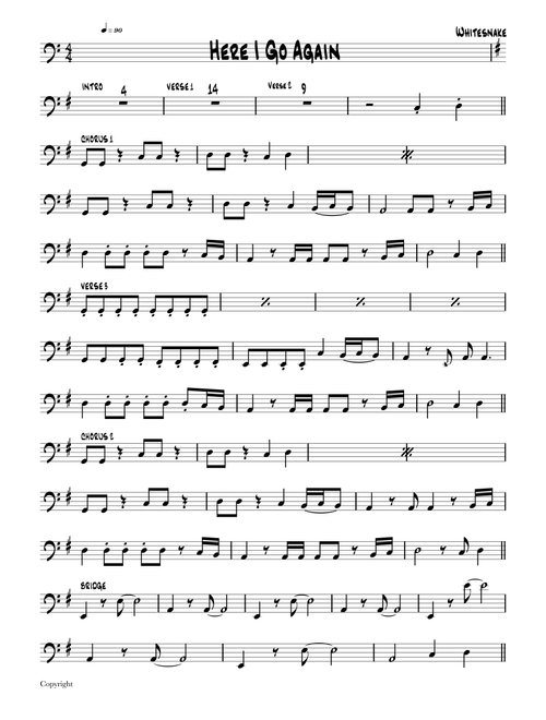 Here I Go Again (Arr. Russell Walters) - Whitesnake (Instrumental Solo)