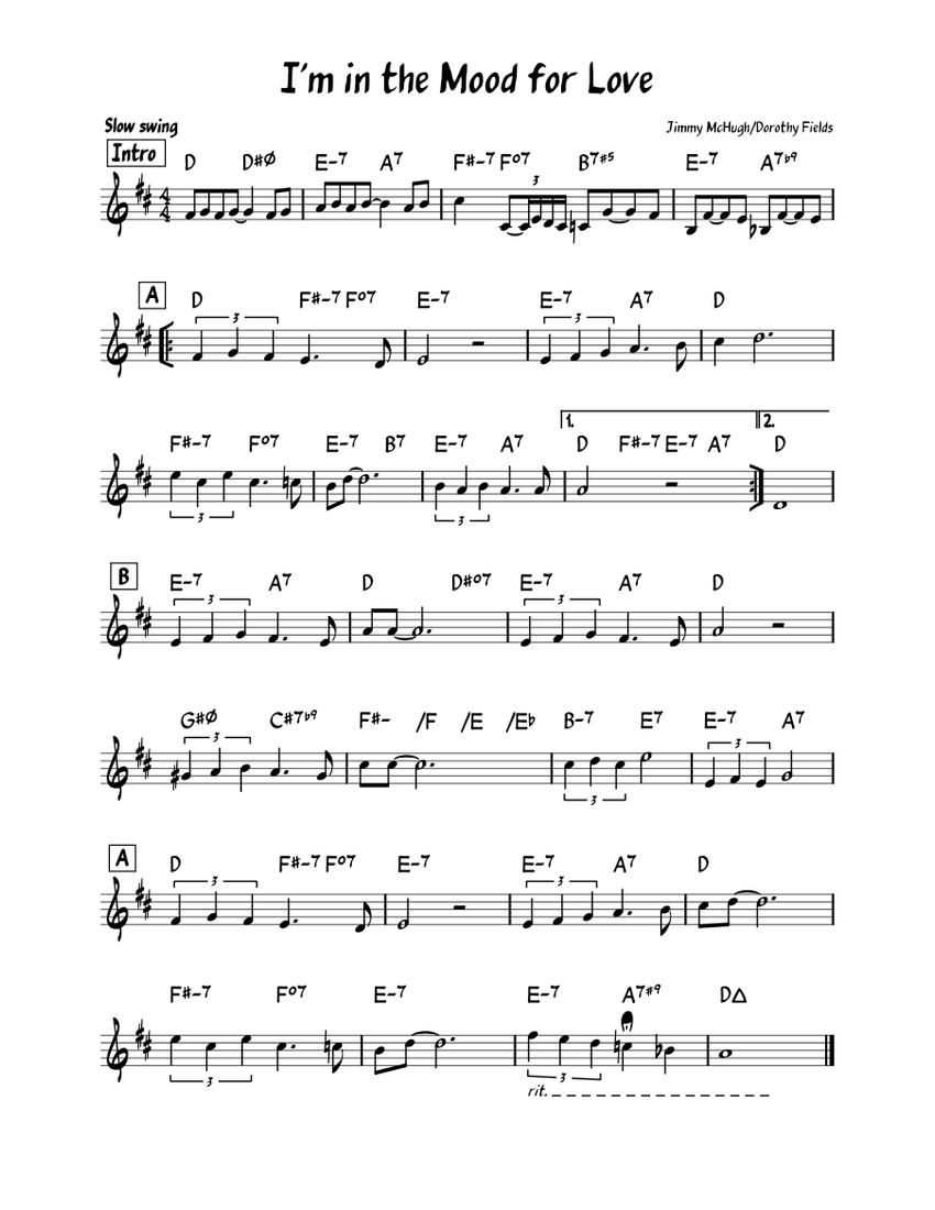 I'm In the Mood for Love – Jimmy McHugh and Dorothy Fields (Julie