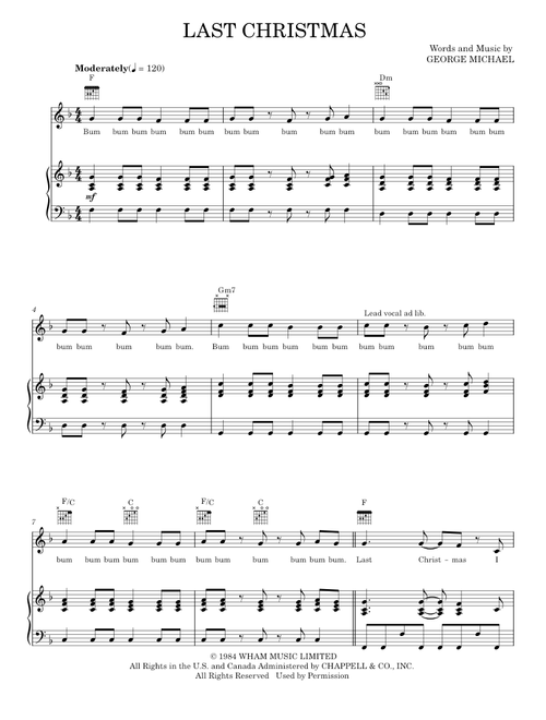 Last Christmas - Glee Cast, Wham! (Piano-Vocal-Guitar)