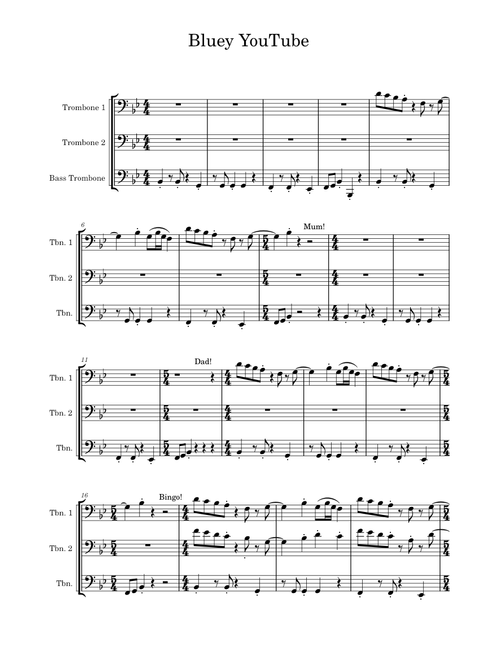 Bluey Theme Song for Trombones!