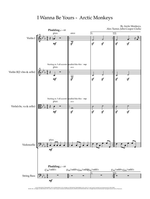 I Wanna Be Yours (Arr. Sherry Lewis) - Arctic Monkeys (String Ensemble)