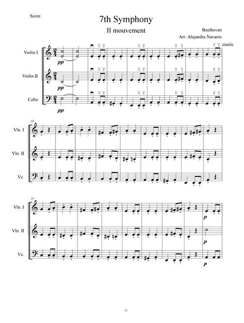Beethoven 7th 2.Mov. String trio (Arr. Alejandra Navarro) - L. Van Beethoven (String Ensemble)