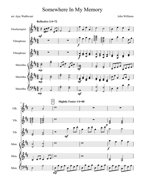 Somewhere in My Memory Percussion Sextet