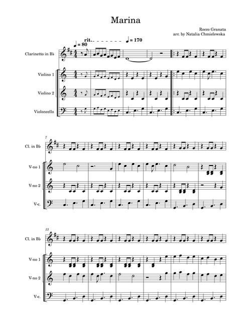Marina (Arr. Natalia Chmielewska) - Rocco Granata (Small Ensemble)