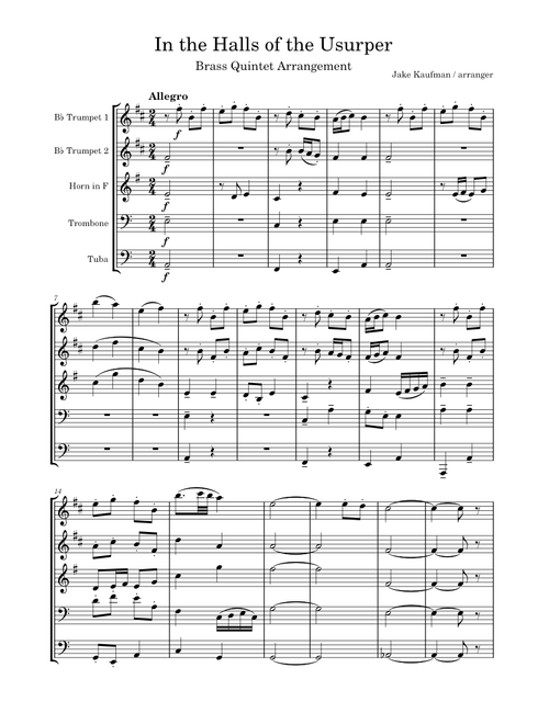 In the Halls of the Usurper - Brass Quintet