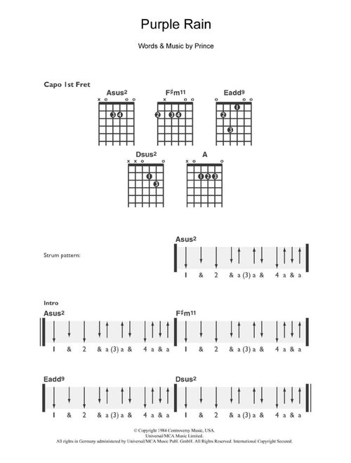 Purple Rain - Prince, Prince & The Revolution (Easy Guitar)