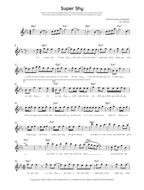 Super Shy (Arr. Arr. Ed.CAL) - Newjeans (Lead Sheet - Fake Book)
