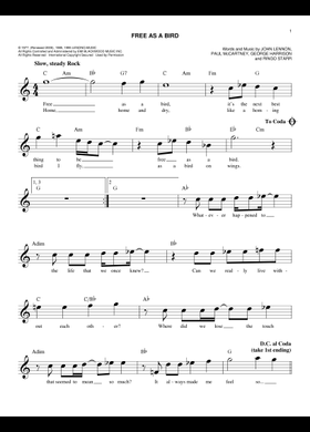 Free Free As A Bird by The Beatles sheet music | Download PDF or