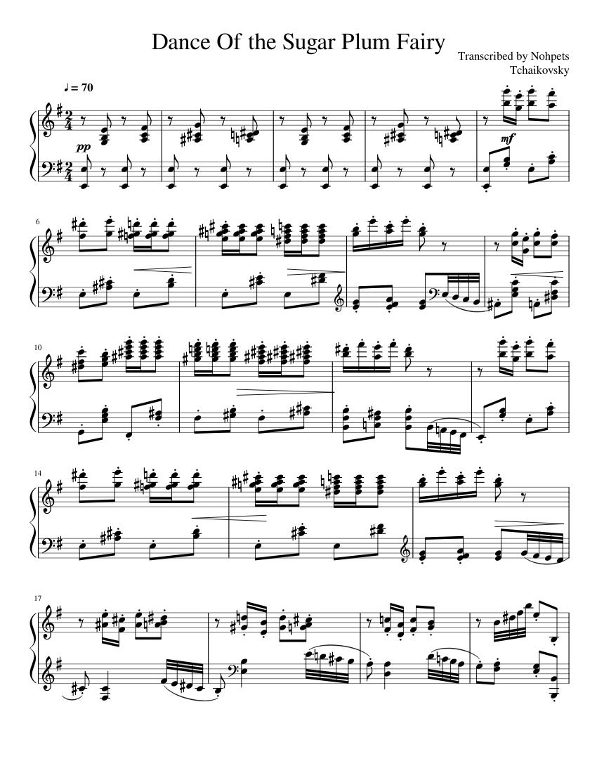 Dance of the sugar plum fairy Sheet for Piano (Solo) |