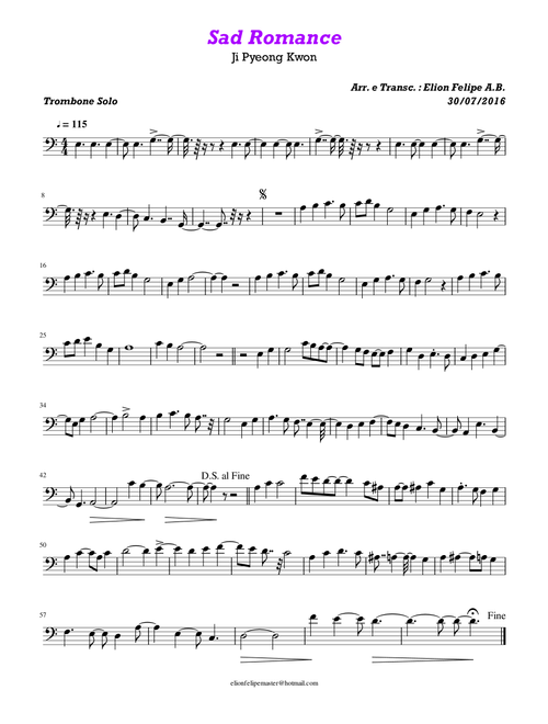 Sad Romance - Trombone (Arr. ELION FELIPE) - Ji Pyeong Kwon (Trombone Solo)