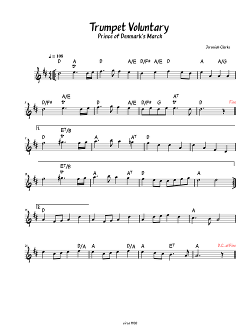 Trumpet Voluntary  (Lead sheet)