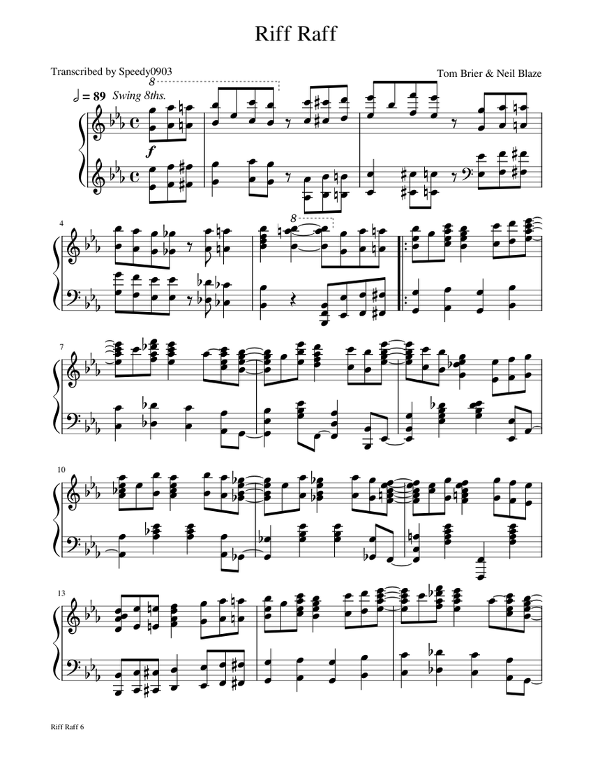 Riff Raff Sheet Music for Piano (Solo) | MuseScore.com