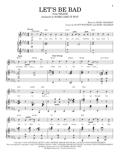Let's Be Bad (from Some Like It Hot) - Marc Shaiman, Scott Wittman (Piano-Vocal-Guitar)