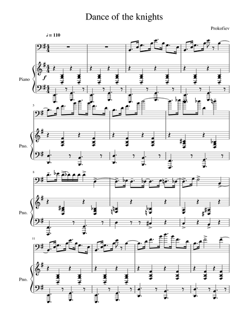 PROKOFIEV DANCE OF THE KNIGHTS CELLO PIANO