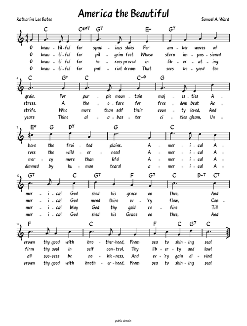 America The Beautiful (Lead sheet with lyrics )