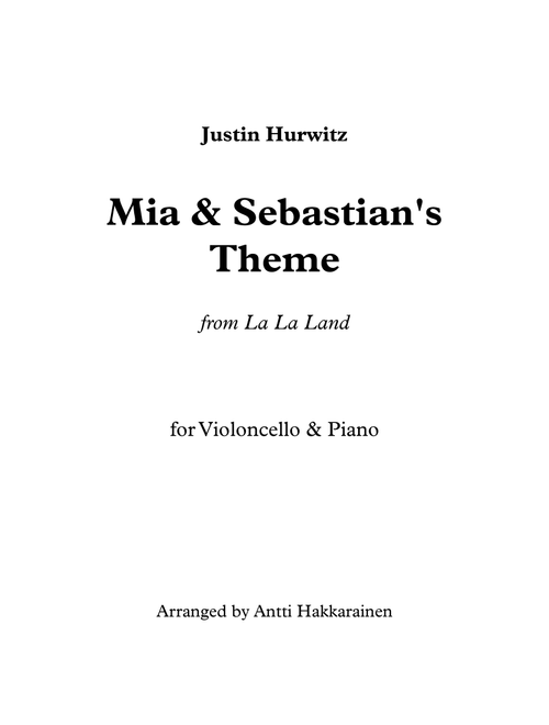 Mia & Sebastian's Theme (Arr. Antti Hakkarainen) - Ost (original Soundtrack) (Cello and Piano)