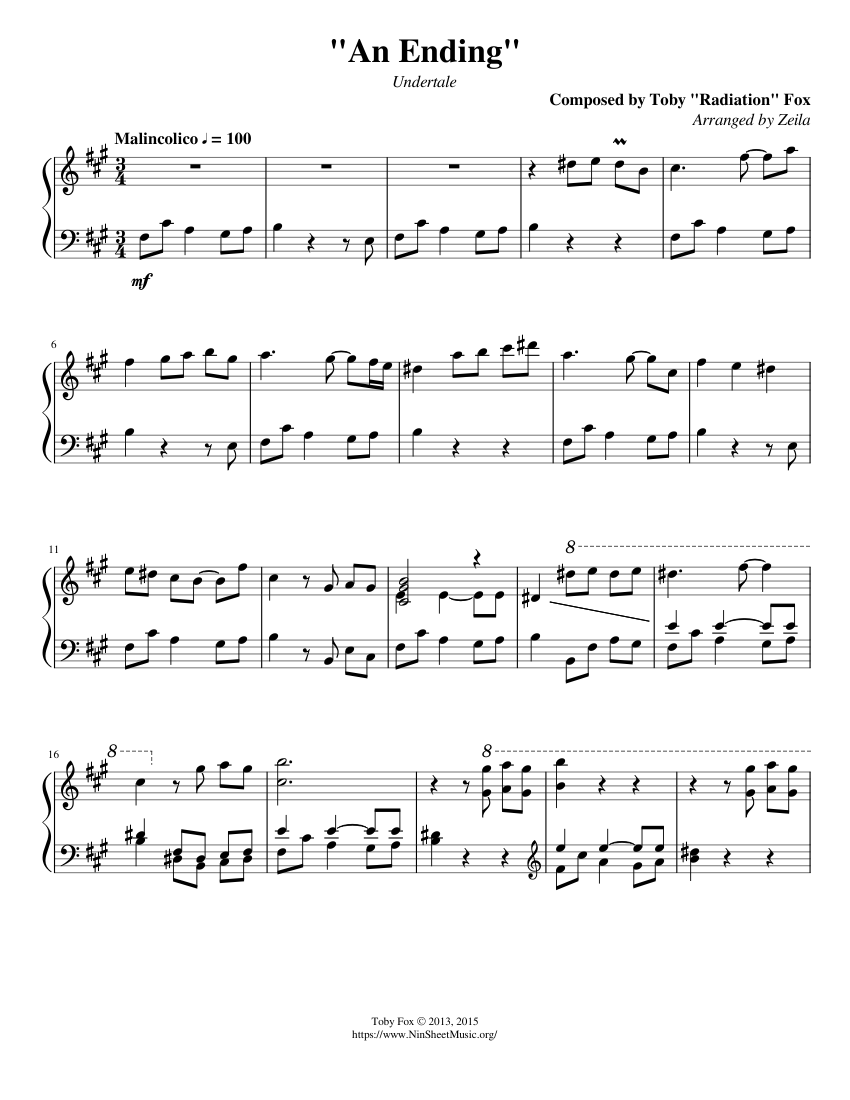 Undertale - An Ending Sheet music for Piano (Solo