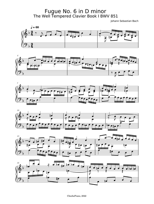 Fugue in D minor, BWV 851 – Johann Sebastian Bach
