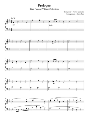 Final Fantasy IV Piano Collections - Prologue Sheet Music for