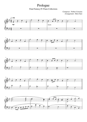 Final Fantasy IV Piano Collections - Prologue Sheet Music for Final Fantasy IV Piano Collections - Prologue Sheet Music for