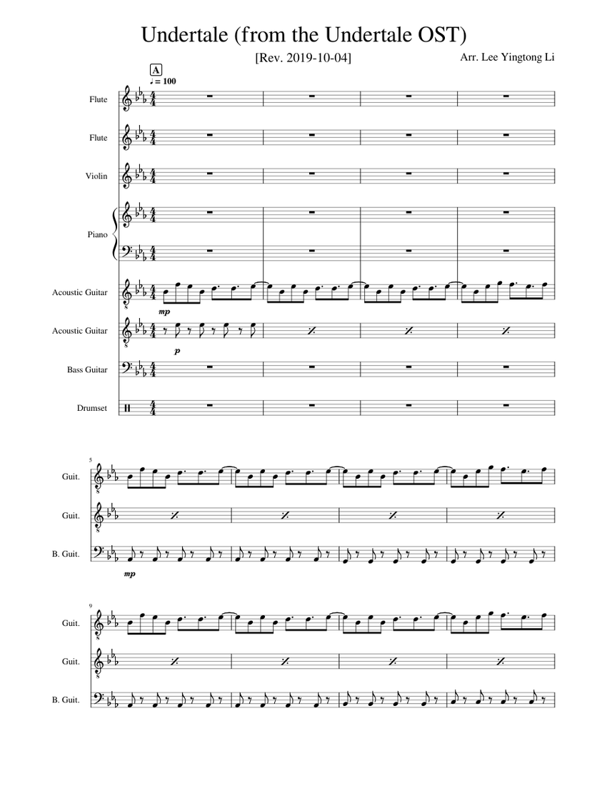 Undertale (from the Undertale OST) Sheet Music with Chords