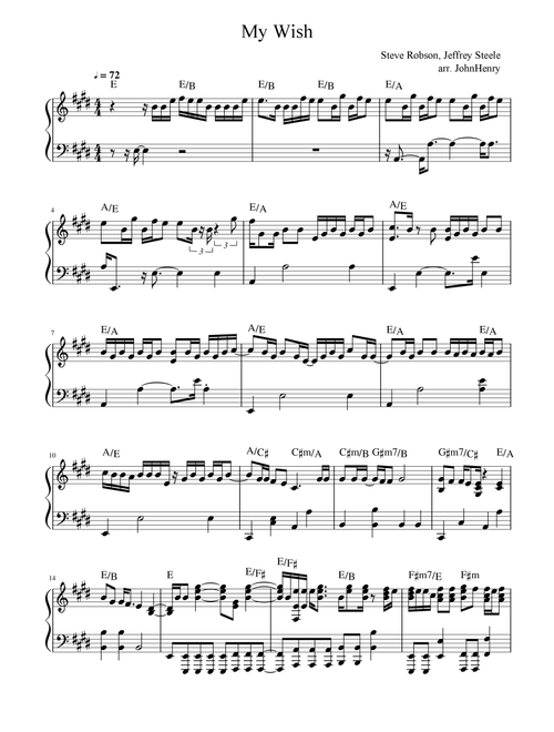 My Wish (Arr. JohnHenry) - Rascal Flatts (Easy Piano)