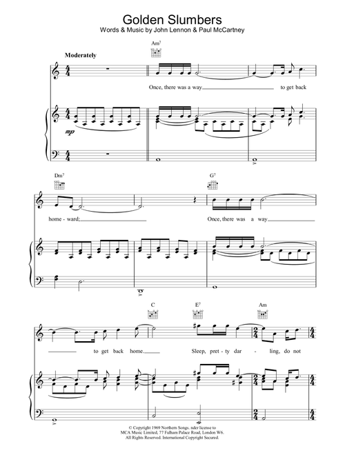 Golden Slumbers - The Beatles (Piano-Vocal-Guitar (Piano Accompaniment))
