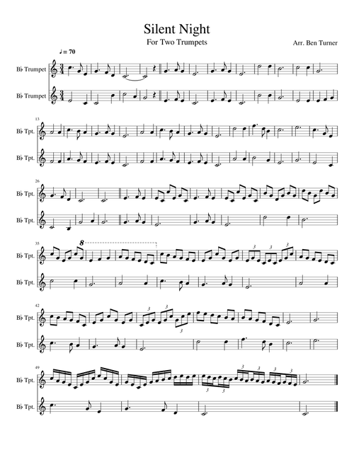Silent Night Duet for Two Trumpets