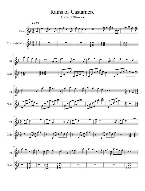 Rains of Castamere for Flute and Guitar