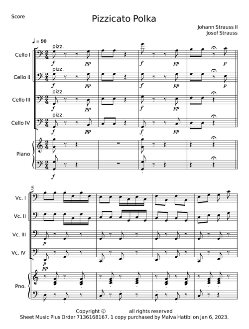Pizzicato Polka for String Quartet - Johann Strauss Jr.