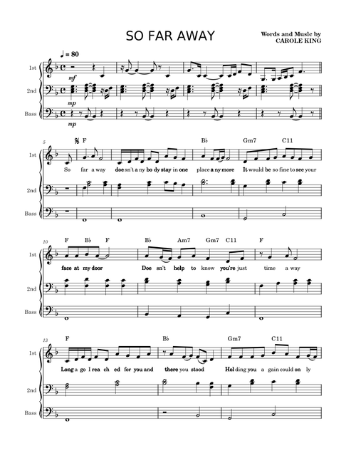 So Far Away – Carole King