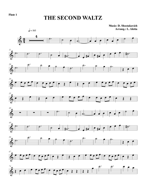 THE SECOND WALTZ (Arr. Luca Aletta) - D Shostakovich (Flute Solo)