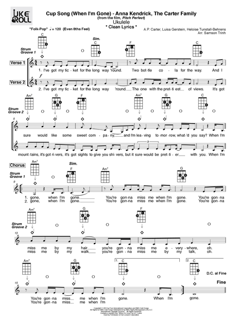 Cups (When I'm Gone) (Arr. Samson Trinh) - Anna Kendrick (Small Ensemble)