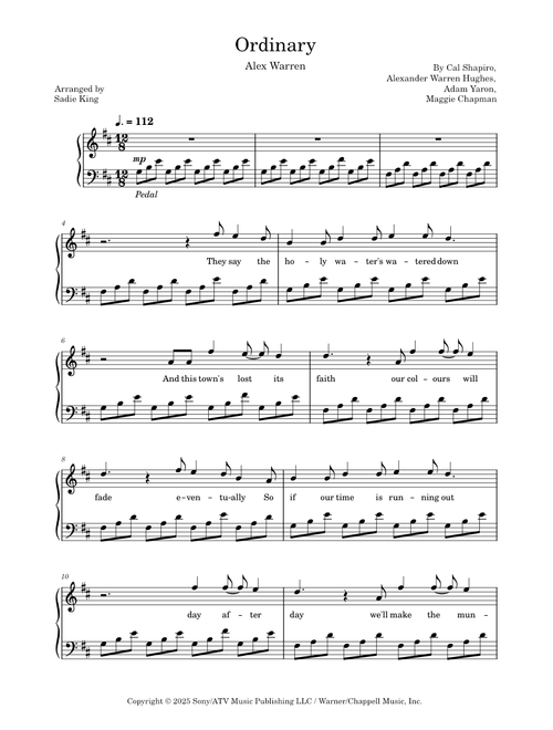 Ordinary - Alex Warren - Intermediate Piano