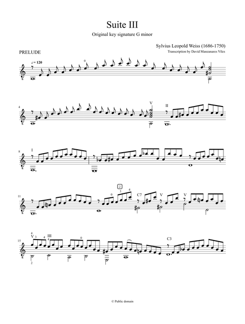 Sylvius Leopold Weiss - Lute Suite III (complete) - Guitar transcription