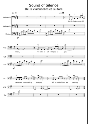 Sound of Silence DISTURBED Cello Trio Score String Trio, Mixed Trio