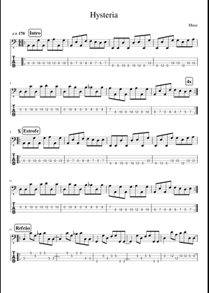 Play Official version of Hysteria Sheet Music by Muse for Guitar
