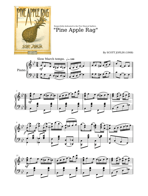 Pine Apple Rag by Scott Joplin (1908)
