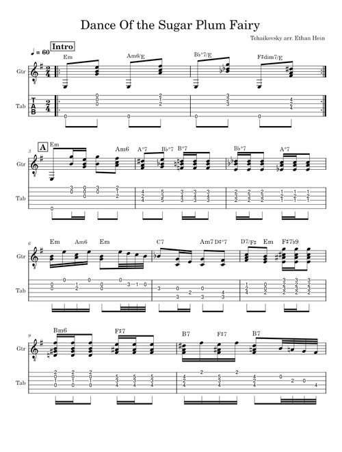 Dance of the Sugar Plum Fairy – guitar
