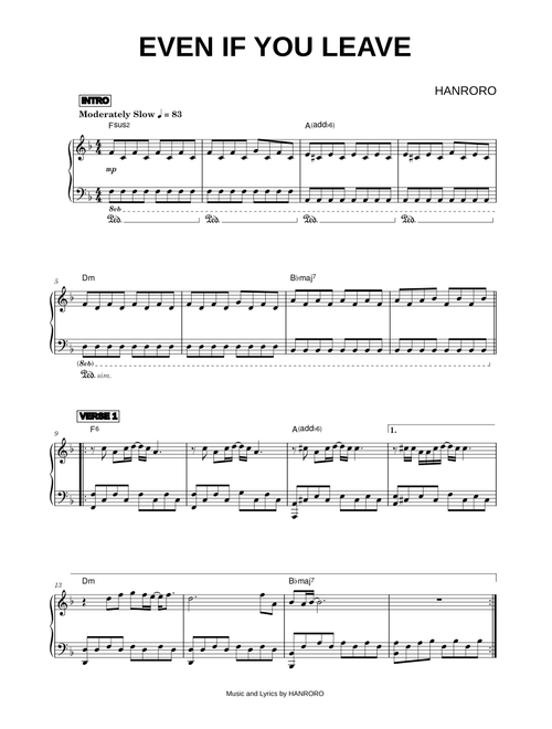 Even if you leave, - HANRORO (Piano)