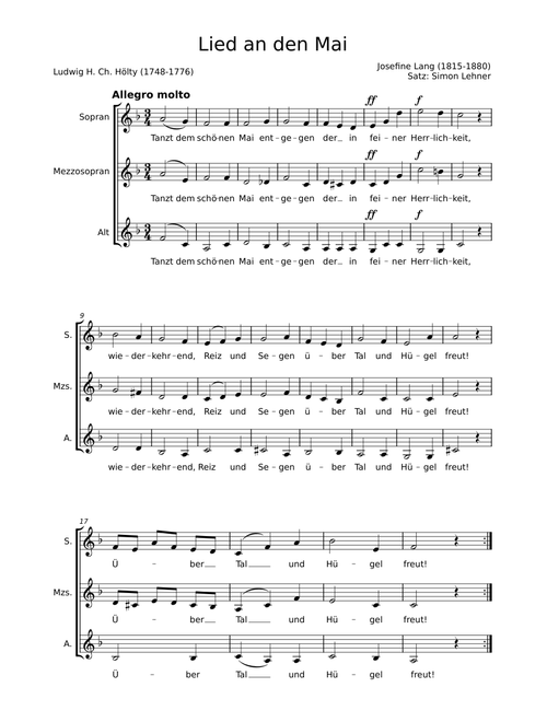 Lied an den Mai – Josephine Lang (SSA)
