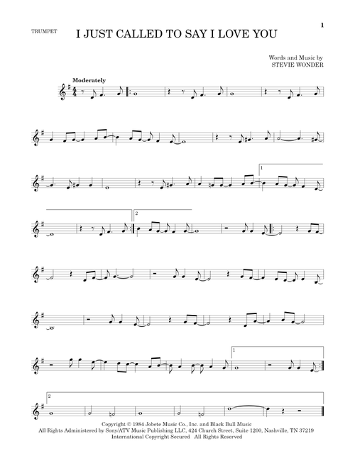 I Just Called To Say I Love You - Stevie Wonder (Trumpet Solo)