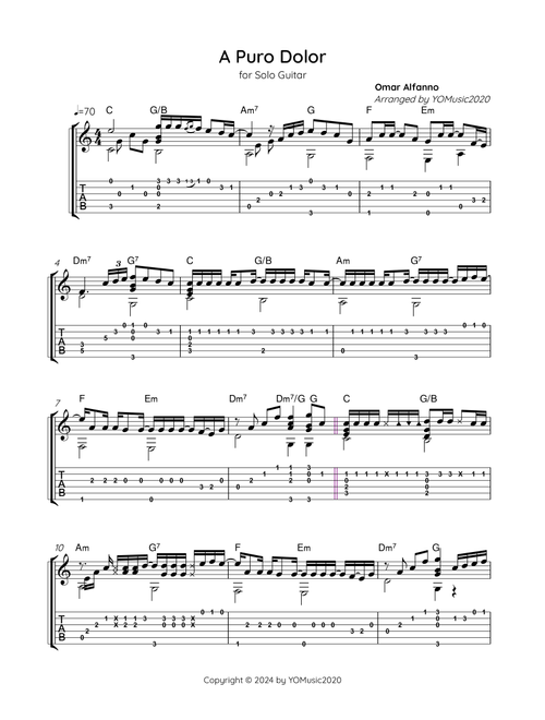 A Puro Dolar (Arr. YOMusic2020) - Son By Four (Guitar Tab)
